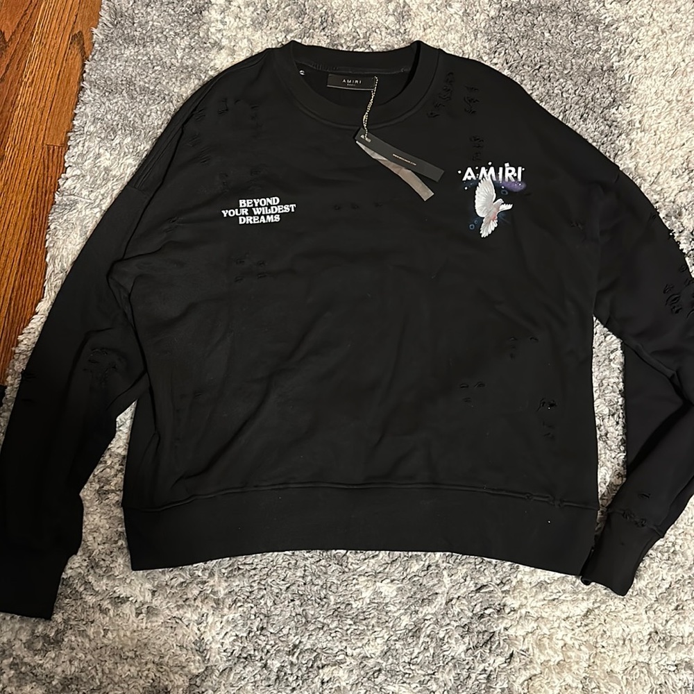 Amiri distressed crewneck size small new with tags genuine rare oversized